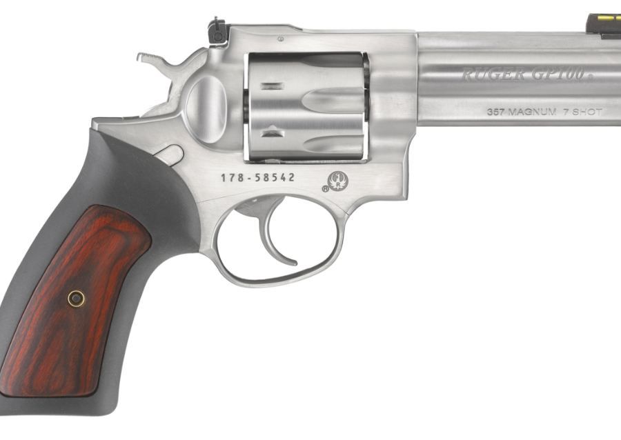 GP100 357MAG 7SH 4.2" SS AS 1771 | BLACK GRIP W/HARDWOOD