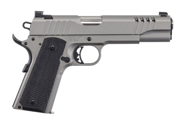 1911 45ACP STAINLESS 7+1 NS 7+1 | BLACK RUBBER GRIPS