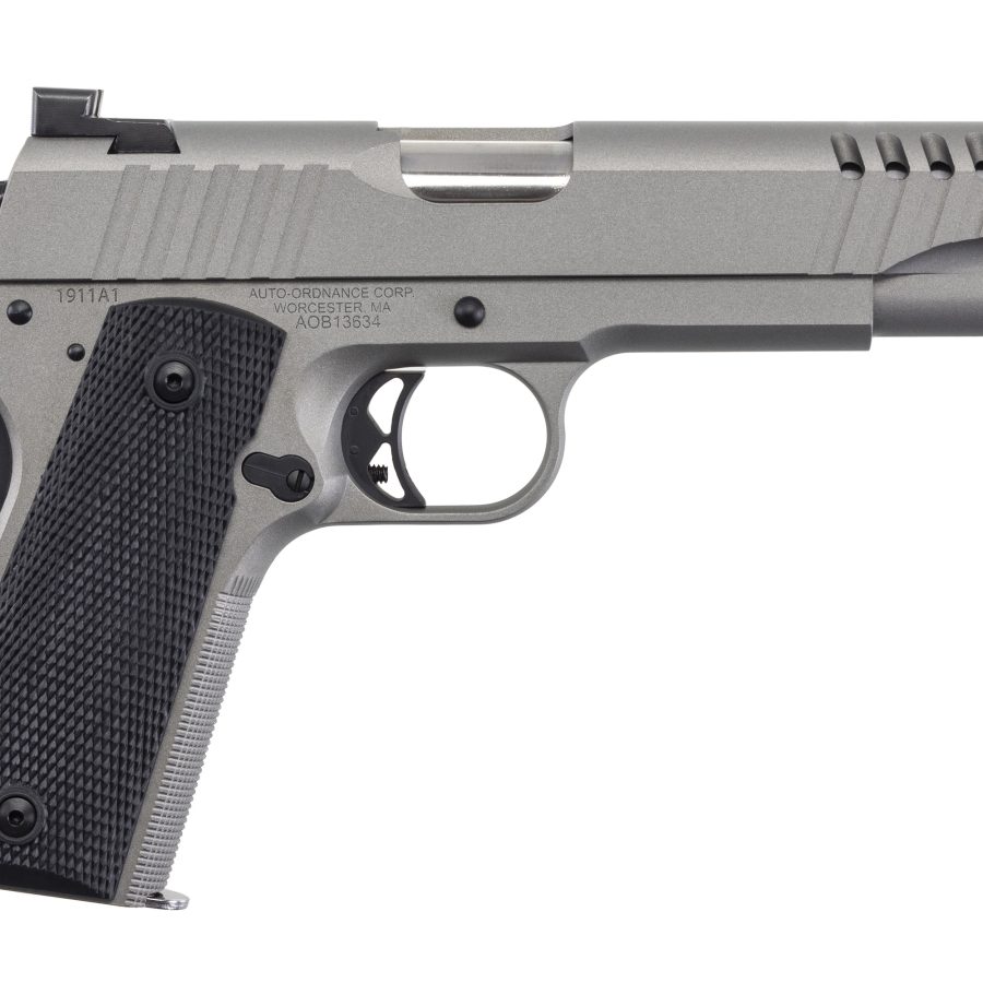 1911 45ACP STAINLESS 7+1 NS 7+1 | BLACK RUBBER GRIPS