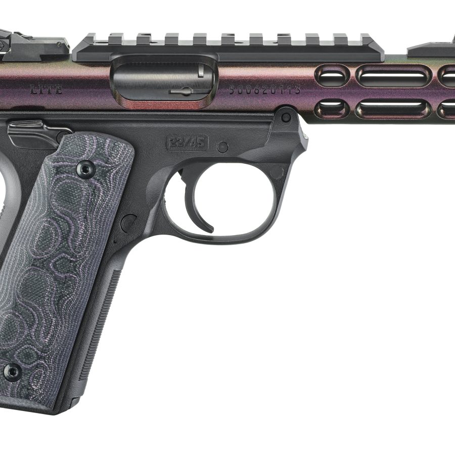 MKIV 22/45 LITE 22LR GUN CANDY 43954 HOGUE BLK/PURPLE G10