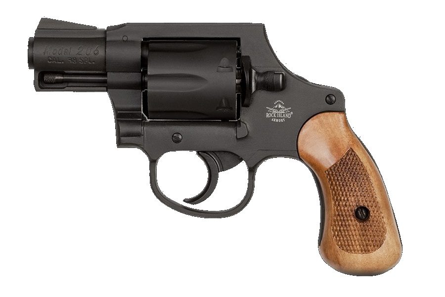 M206 REVOLVER 38SP 2" SPURLESS PARKERIZED/WOOD | 6RD CYLINDER