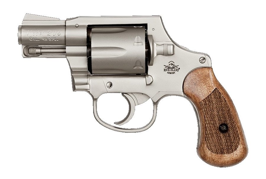 M206 REVOLVER 38SP 2" SPURLESS MATTE NKL/WOOD | 6RD CYLINDER