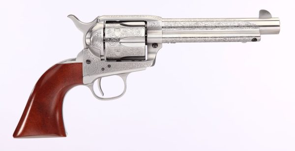 CATTLEMAN 45LC SS/WD 5.5" WHITE FLORAL ENGRAVED