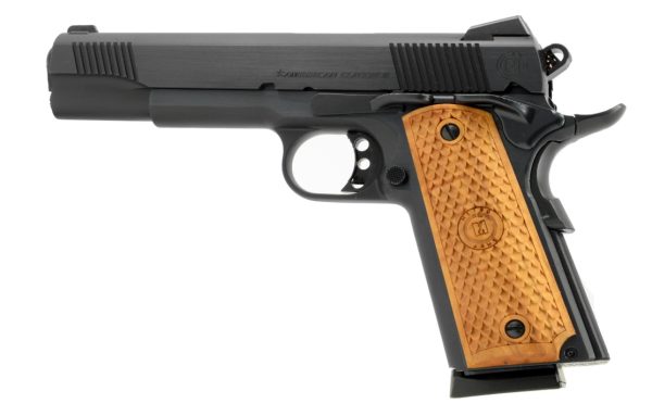 GOV II 1911 45ACP BLUE 8+1 NOVAK REAR SGT/CHECK WOOD GRIP