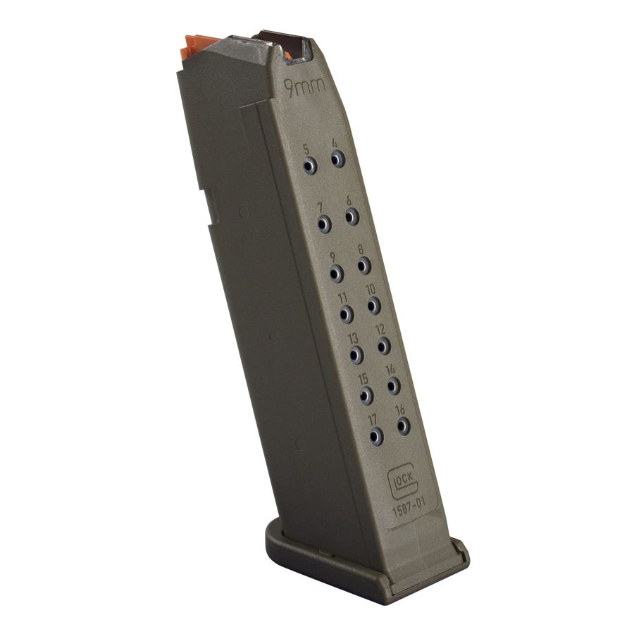 MAGAZINE G17 9MM 17RD ODG PKG PACKAGED | O.D.GREEN