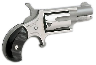 MINI 22LR REV 1-1/8 SS BLK PRL NAA-22LR-GP-B|PEARLITE GRIPS
