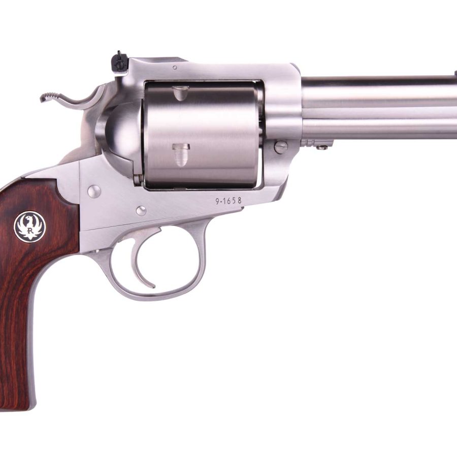 BISLEY 454 CASULL SS 4-5/8" AS 0873 WOOD GRIPS / UNFLUTED CYL