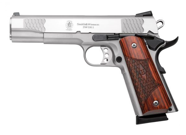 SW1911 45ACP 5" SS/WD E-SERIES 108482 WHITE DOT SIGHTS