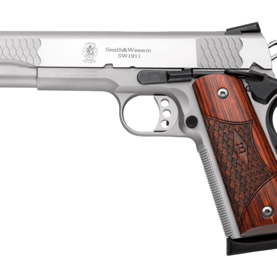 SW1911 45ACP 5" SS/WD E-SERIES 108482 WHITE DOT SIGHTS