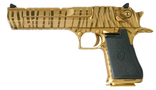 DESERT EAG 50AE GOLD W/STRIPES MARK XIX 6" | TIGER STRIPES