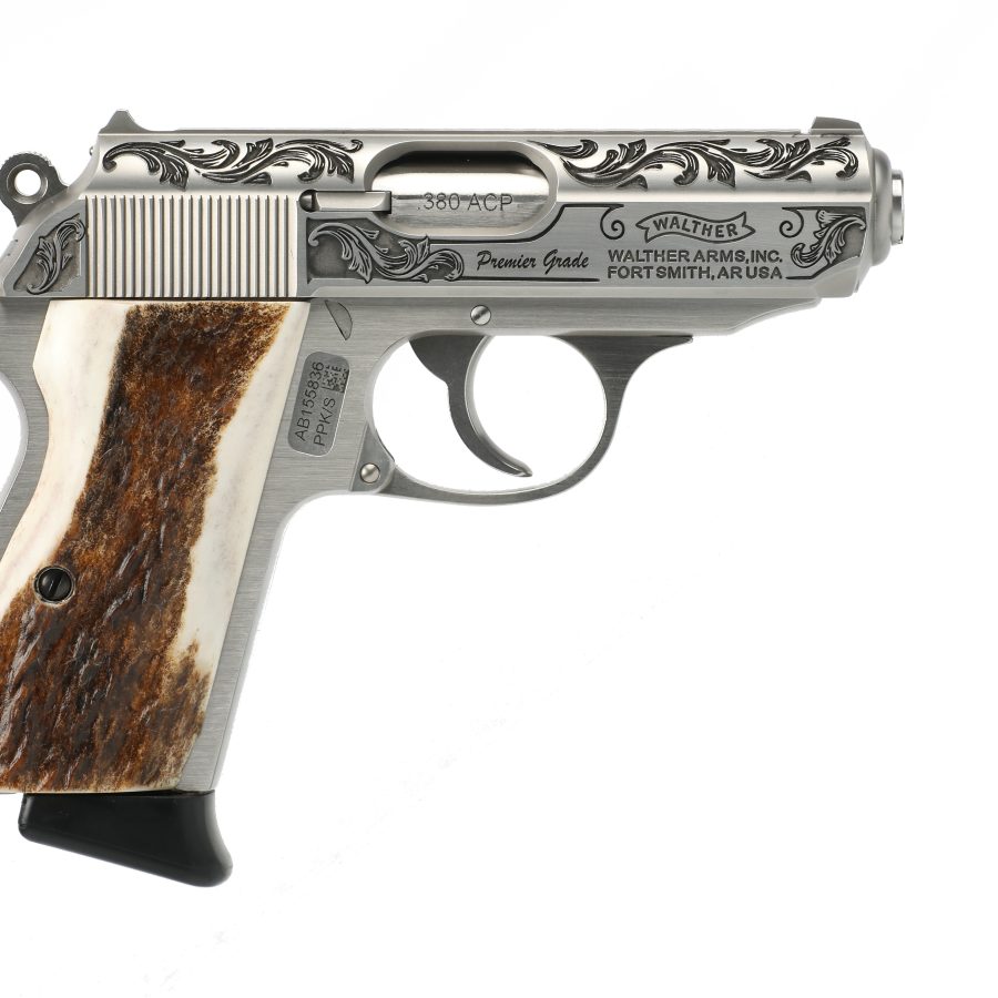 PPK/S 380ACP SS ENGRAVED/STAG TYLER GUNWORKS PREMIER GRADE